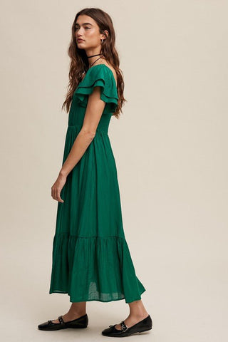 Square Neck Ruffled Short Sleeve Maxi Dress - MOD&SOUL - Contemporary Women's Clothing