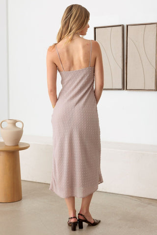 Swiss Dot Lace Detail Midi Cami Dress - MOD&SOUL - Contemporary Women's Clothing