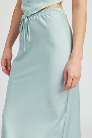 TIE FRONT SATIN MIDI SKIRT - MOD&SOUL - Contemporary Women's Clothing