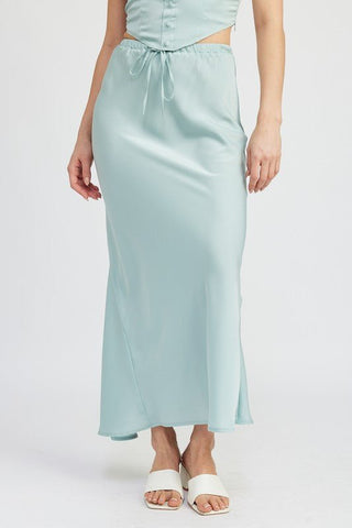 TIE FRONT SATIN MIDI SKIRT - MOD&SOUL - Contemporary Women's Clothing