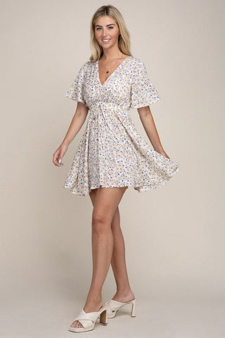 Wrap Bodice Chiffon Floral Dress - MOD&SOUL - Contemporary Women's Clothing