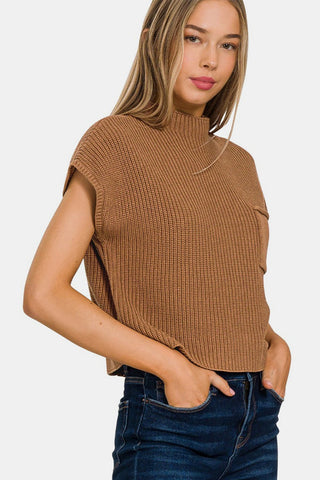 Zenana Mock Neck Short Sleeve Cropped Sweater - MOD&SOUL - Contemporary Women's Clothing