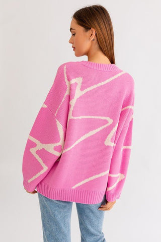 Abstract Pattern Oversized Sweater Top -  - LE LIS - MOD&SOUL