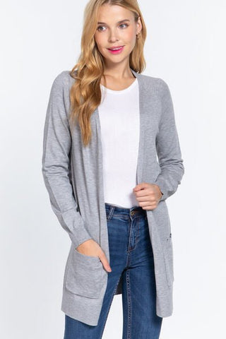 ACTIVE BASIC Open Front Long Sleeve Cardigan - MOD&SOUL - Contemporary Women's Clothing