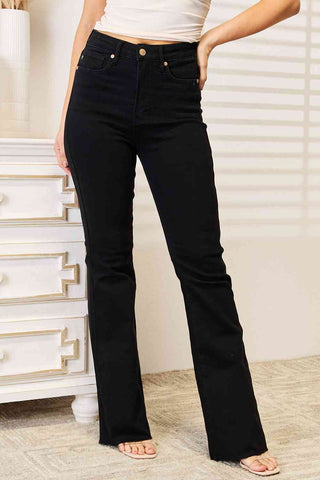 Black Cut Hem Flare Jeans -  - Trendsi - MOD&SOUL