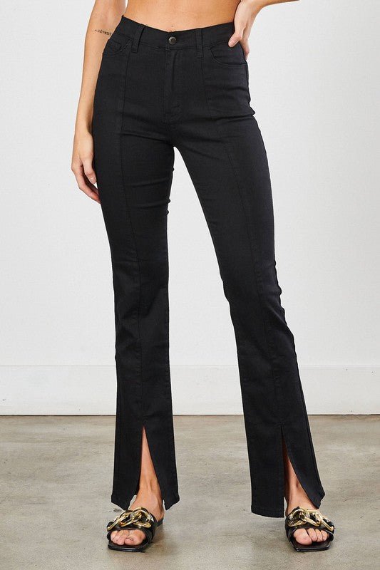 Black Front Slit Slim Bootcut Jeans – MOD&SOUL - Contemporary Women's  Clothing
