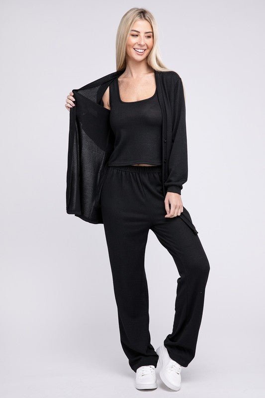 Black Tank Top & Pants & Cardigan Set – MOD&SOUL - Contemporary Women's  Clothing