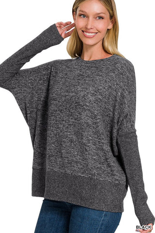 Brushed Melange Dolman Sleeve Sweater -  - ZENANA - MOD&SOUL