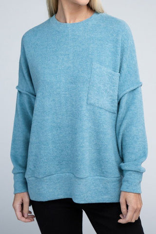 Brushed Melange Drop Shoulder Oversized Sweater -  - ZENANA - MOD&SOUL