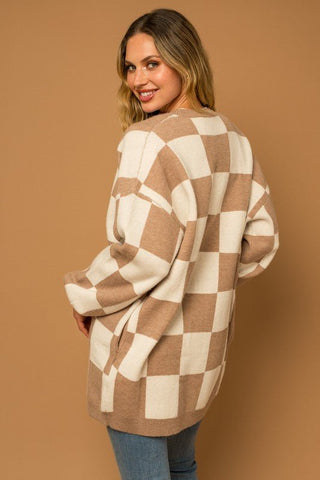 Checkered Sweater Cardigan - MOD&SOUL - Contemporary Women's Clothing