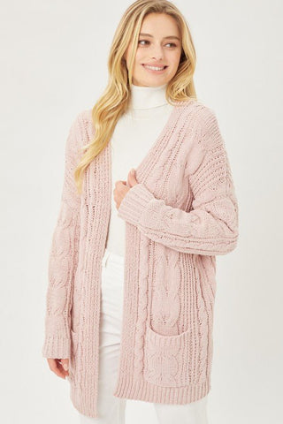 Chenille Cable Knit Oversized Open Front Cardigan -  - Love Tree - MOD&SOUL