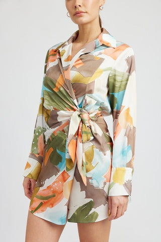 Ciara Abstract Print Wrap Mini Dress - MOD&SOUL - Contemporary Women's Clothing