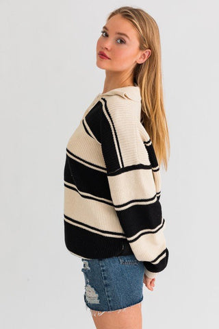 Collared Oversized Sweater Top -  - LE LIS - MOD&SOUL