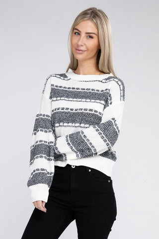 Color Block Drop Shoulder Sweater - MOD&SOUL - Contemporary Women's Clothing