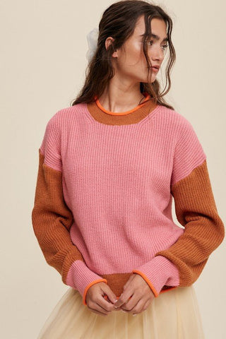 Color Block Ribbed Knit Sweater - MOD&SOUL - Contemporary Women's Clothing