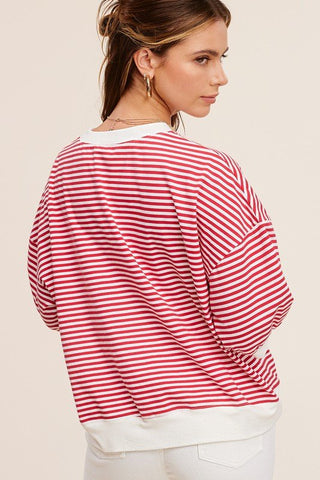 Crew Neck Striped Short Sleeve Top - MOD&SOUL - Contemporary Women's Clothing