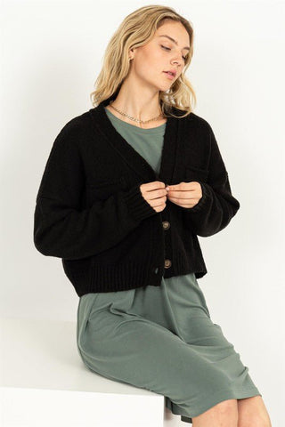 Cute Mood Crop Shoulder Cropped Cardigan Sweater - MOD&SOUL - Contemporary Women's Clothing