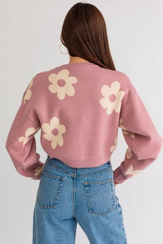 Daisy Print Cropped Sweater -  - LE LIS - MOD&SOUL