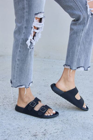 Double Buckle Open Toe Sandals - MOD&SOUL - Contemporary Women's Clothing