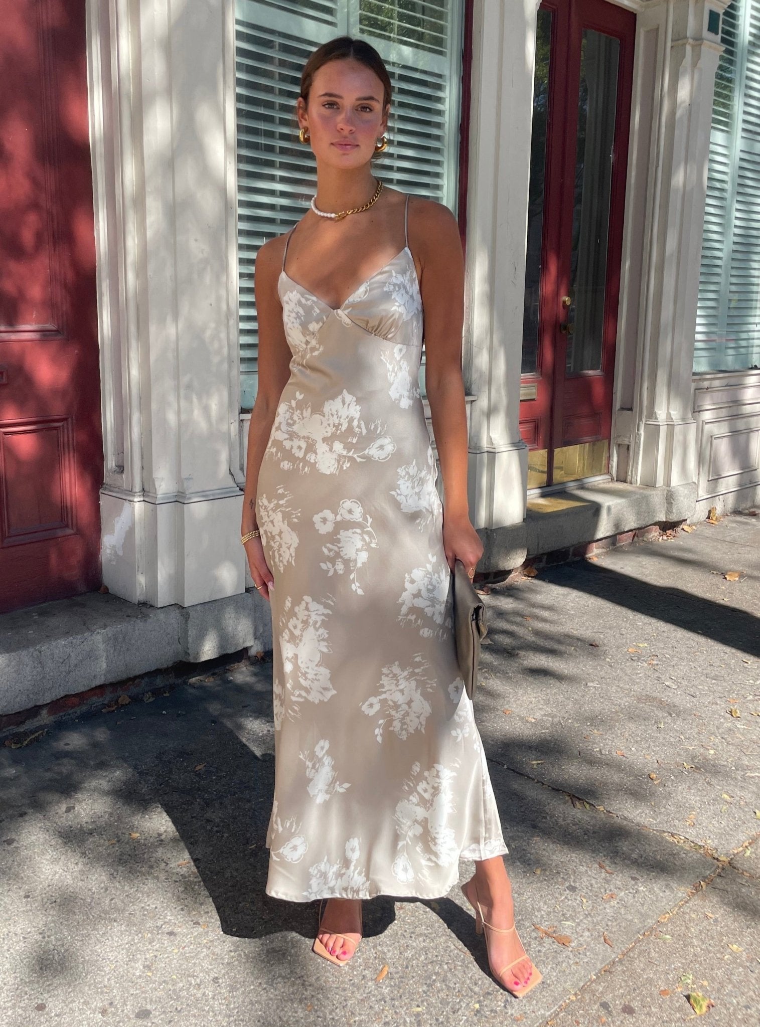 contemporary maxi dress J.McLaughlin Women's Kailyn Maxi Dress in Faiz Frame White/Navy, Size Small