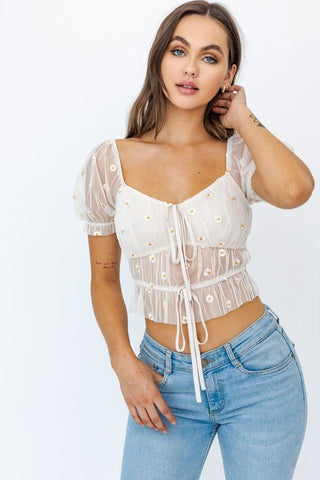 Embroidered Crop Top -  - LE LIS - MOD&SOUL
