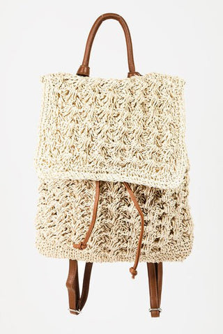 Fame Straw Braided Faux Leather Strap Backpack Bag - MOD&SOUL - Contemporary Women's Clothing