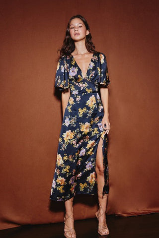 Floral Flutter Sleeve Midi Dress -  - MOD&SOUL - Contemporary Women's Clothing - MOD&SOUL