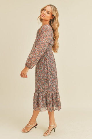 Floral Print Midi Dress - Dress - Lush Clothing - MOD&SOUL