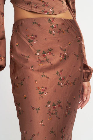 Floral Satin Maxi Skirt -  - Emory Park - MOD&SOUL