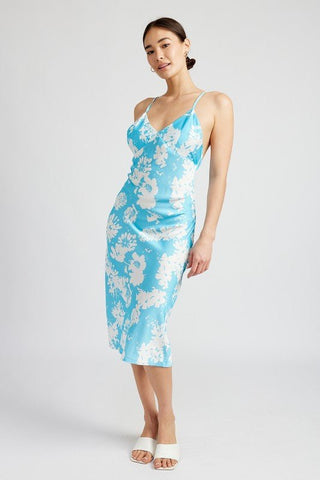 Floral Satin Midi Dress - MOD&SOUL - Contemporary Women's Clothing