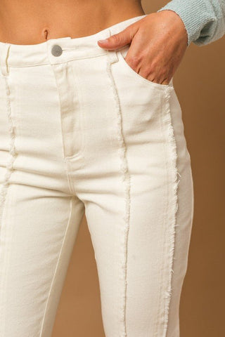Frayed Hem Flare Pants - MOD&SOUL - Contemporary Women's Clothing