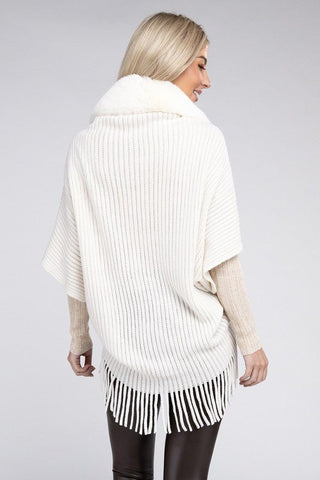 Fur Trim Sweater Open Cardigan -  - Nuvi Apparel - MOD&SOUL