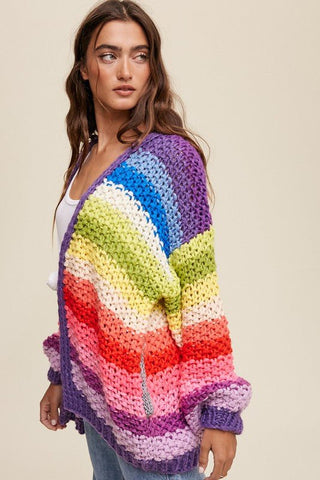 Hand Crochet Multi Color Oversized Open Cardigan -  - Listicle - MOD&SOUL