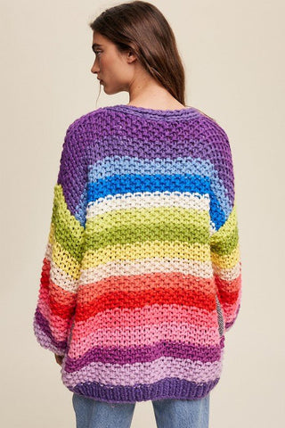 Hand Crochet Multi Color Oversized Open Cardigan -  - Listicle - MOD&SOUL