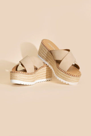 Raffia Platform Slides - Shoes - Fortune Dynamic - MOD&SOUL