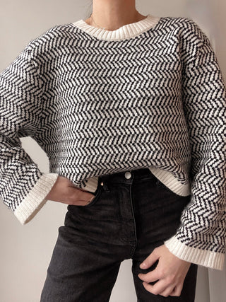 Herringbone Crew Neck Sweater - MOD&SOUL - Contemporary Women's Clothing