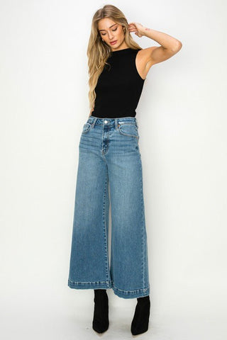 HIGH RISE CROP PALAZZO JEANS - MOD&SOUL - Contemporary Women's Clothing