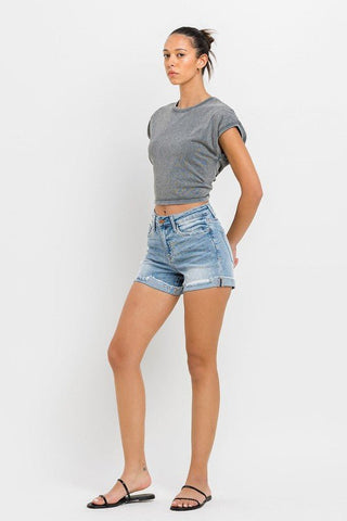 High Rise Cuffed Stretch Shorts - MOD&SOUL - Contemporary Women's Clothing