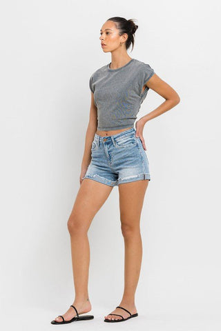High Rise Cuffed Stretch Shorts - MOD&SOUL - Contemporary Women's Clothing
