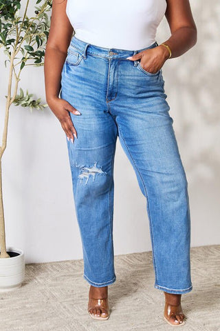 High Waist Distressed Jeans - MOD&SOUL - Contemporary Women's Clothing