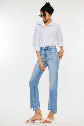 Kancan High Waist Raw Hem Straight Jeans - MOD&SOUL - Contemporary Women's Clothing