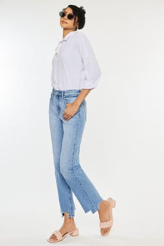 Kancan High Waist Raw Hem Straight Jeans - MOD&SOUL - Contemporary Women's Clothing