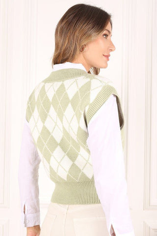 Knitted Argyle Sweater Vest -  - Lilou - MOD&SOUL