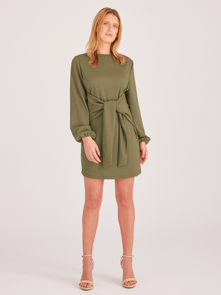 Lantern Sleeve Waist TieKnit Mini Dress - MOD&SOUL - Contemporary Women's Clothing