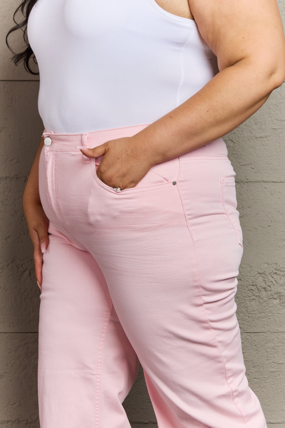 Light Pink High Waist Wide Leg Jeans  Pink Jeans – MOD&SOUL - Contemporary  Women's Clothing