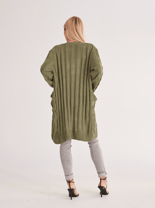 Long Cardigan Cable Knitted Sweater - MOD&SOUL - Contemporary Women's Clothing