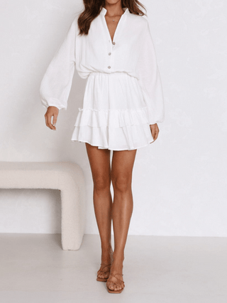 Long Lantern Sleeve Pleated Dress H4QDHWZCZH - MOD&SOUL - Contemporary Women's Clothing