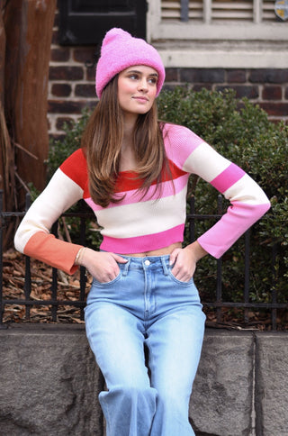 Long Sleeve Color Block Knit Top - MOD&SOUL - Contemporary Women's Clothing