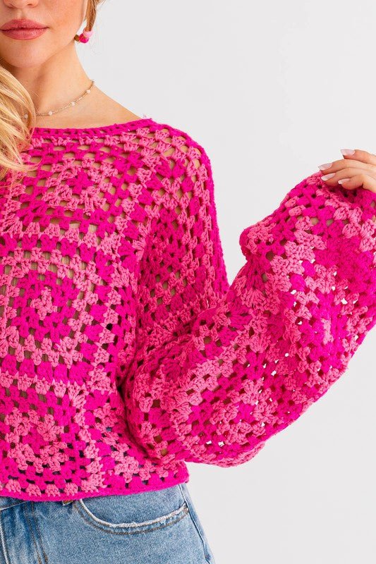 Long Sleeve Crochet Top  Pink Crochet Top – MOD&SOUL - Contemporary  Women's Clothing