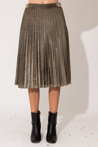 Lurex Pleated Midi Skirt - MOD&SOUL - Contemporary Women's Clothing